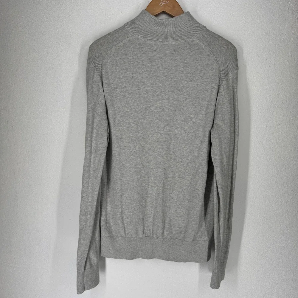 Banana Republic Men Button Henley Cashmere Cotton Sweater Gray Large Lightweight